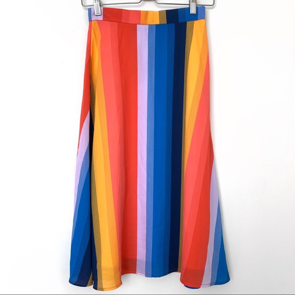 Lulu's End of the Rainbow Multi Striped Midi Skirt - Picture 5 of 10